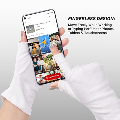 CHELIZIHI Fingerless Cotton Moisturizing Gloves for Dry Hands, 4 Pairs