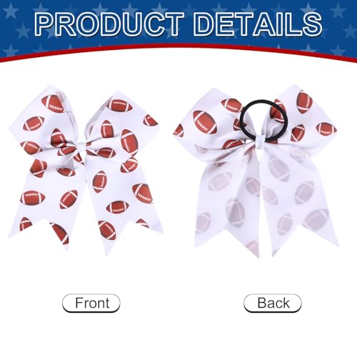 12 PCS White Football Cheer Bows for Girls & Women - Sparkly Hair Accessories