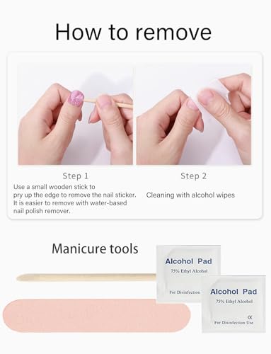 Wahrshei Pink Ombre Gel Nail Strips No UV Long Lasting Nail Wraps - 22 Sheets
