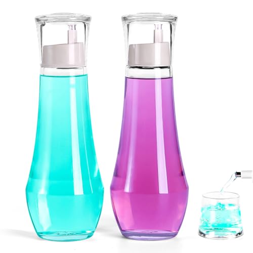 Mouthwash Dispenser Set - Glass Bottle Holder with Cup, 8.8 oz