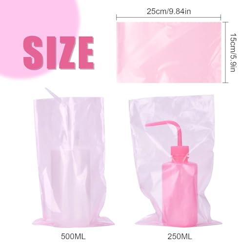 PEPAX Pink Tattoo Bottle Bags 250pcs - Disposable Squeeze Bottle Covers