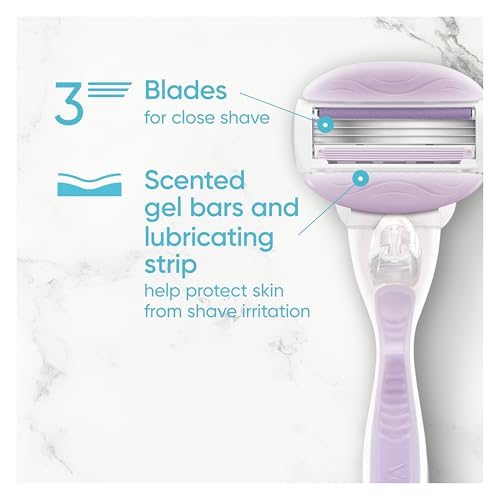 Gillette Venus ComfortGlide Freesia Women's Razor Refill Pack of 4 with 1 White Handle
