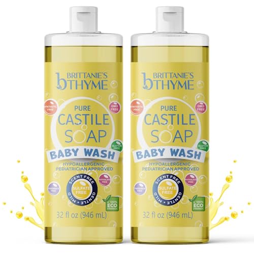 Brittanie’s Pure Castile Liquid Baby Soap 32 oz Pack of 2 - Gentle, Natural, Vegan