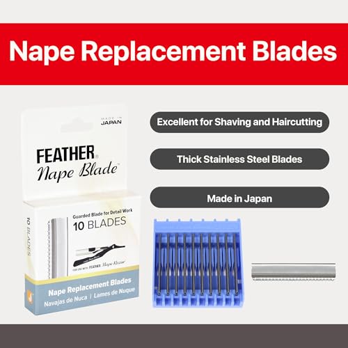 Feather Nape Blade Replacement Blades - 10 Pack, Guarded Stainless Steel