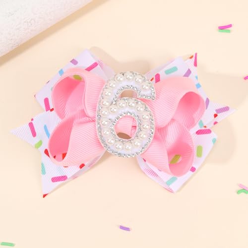 Birthday Crown Headband and Hair Bow Set for Baby Girls Ages 1-6
