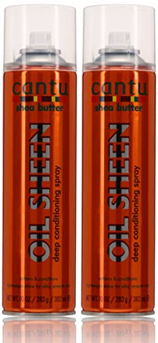 Cantu Shea Butter Oil Sheen Hair Spray 10oz, Deep Conditioning & Heat Protection (2 Pack)