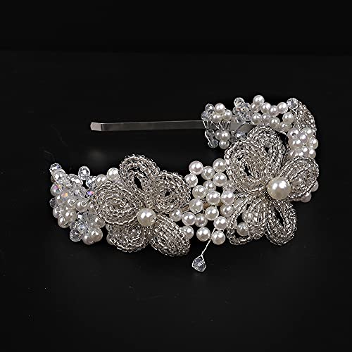 Style 2 Vintage Pearl Bead Tiara Crown - Handmade Bridal Headband