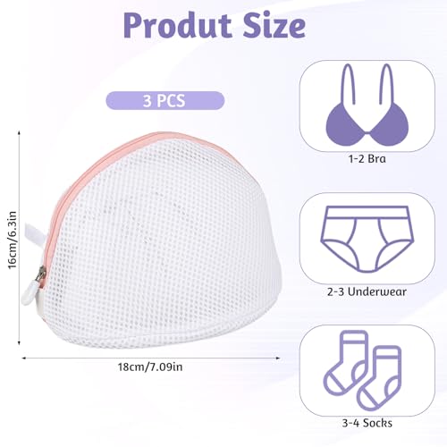 Giantree 3-Pack Bra Washing Bags with Zipper - Mesh Laundry Protectors