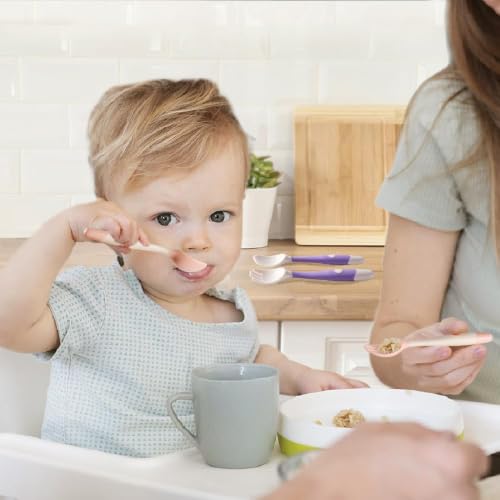 Bendable Toddler Flatware Set with Travel Case - Pink & Purple