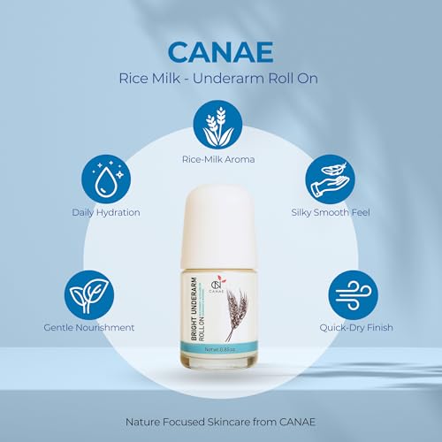 Natural Underarm Deodorant Roll-On with Alpha Arbutin & Rice Ferment, Aluminum-Free, Sensitive Skin, Travel Size