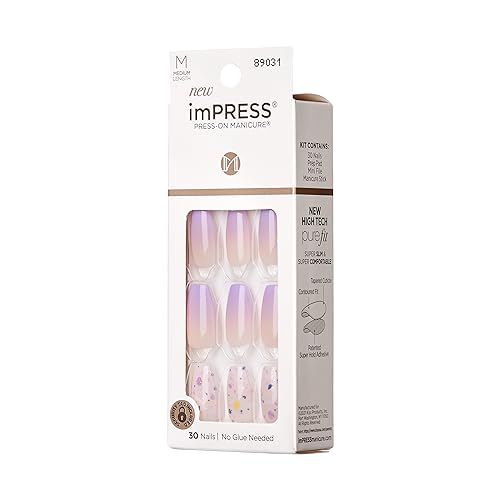 imPRESS Kiss No Glue Press-On Nails - Purple Coffin Design