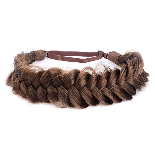 BOBIYA Auburn Synthetic Braided Headband Wide 2 Strands Chunky Hair Braid for Women & Girls