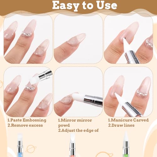 8 Pcs Dual-Head Silicone Nail Art Brushes for Manicure