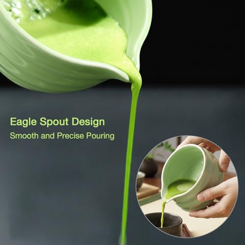 Handmade Matcha Bowl with Spout - 500ml Ceramic Tea Chawan