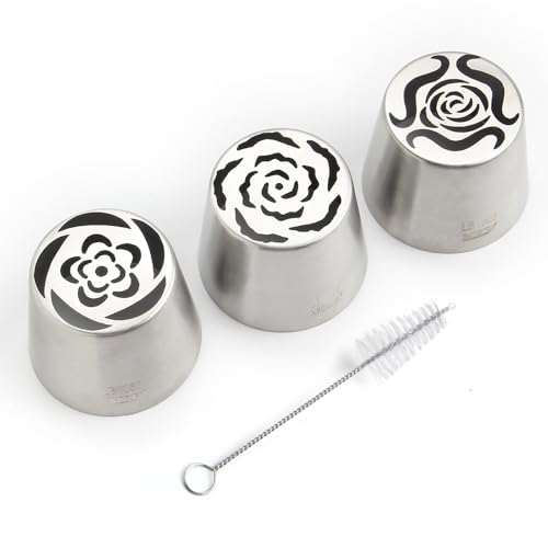 Extra Large Russian Tulip Icing Tips Set - 4 Pcs Stainless Steel