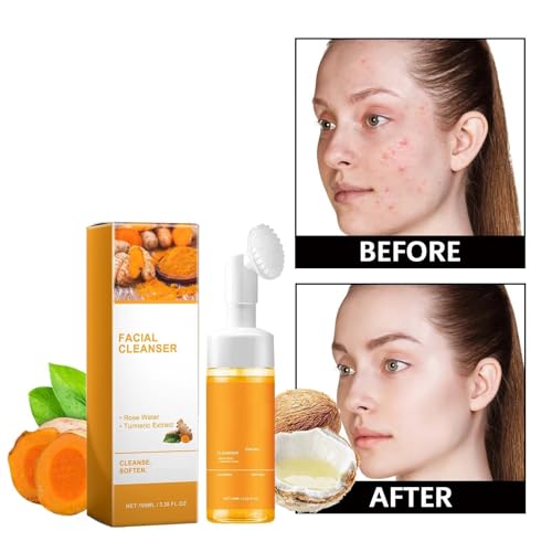 Yaper Turmeric Facial Cleanser with Brush - Deep Brightening Skin Wash - 1 Piece