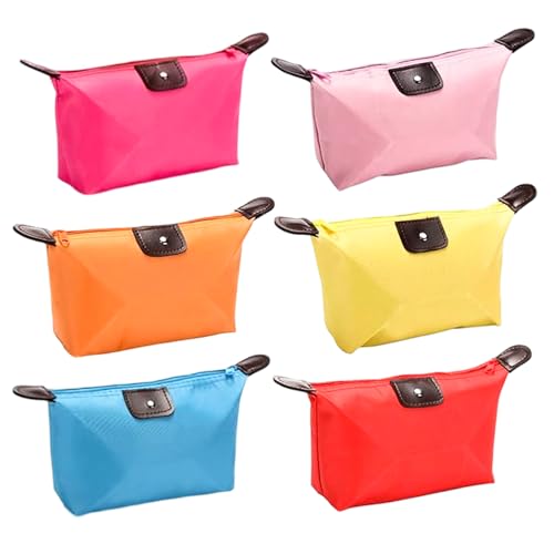 Set of 6 Waterproof Nylon Cosmetic Pouches for Travel