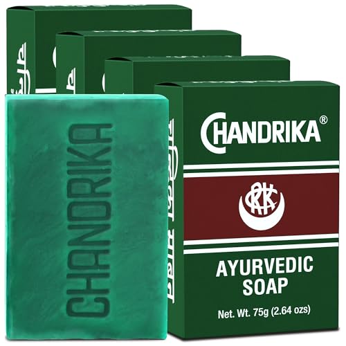 Chandrika Ayurvedic Soap - 100% Natural Vegan Bar Soap, 4-Pack