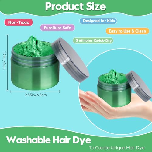 Zuaooz Green Temporary Hair Color Wax Kit for Kids & Teens, Washable DIY Hair Dye, Fun Hairstyles & Gifts