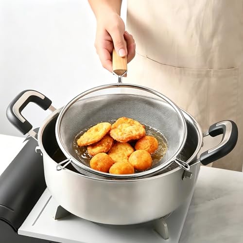 6-Inch Stainless Steel Fine Mesh Strainer with Wooden Handle