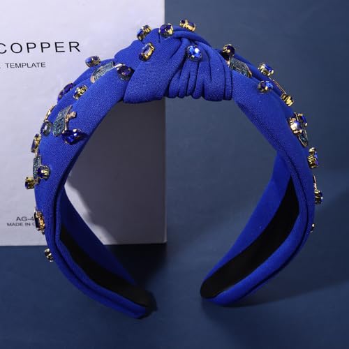 Hanukkah Headband for Women - Blue Dreidel Knotted Hair Accessory A