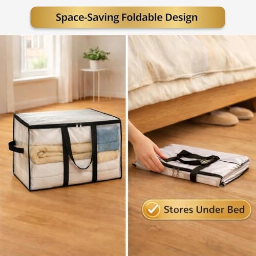 Extra Large 90L Comforter Storage Bags with Zipper & Handles