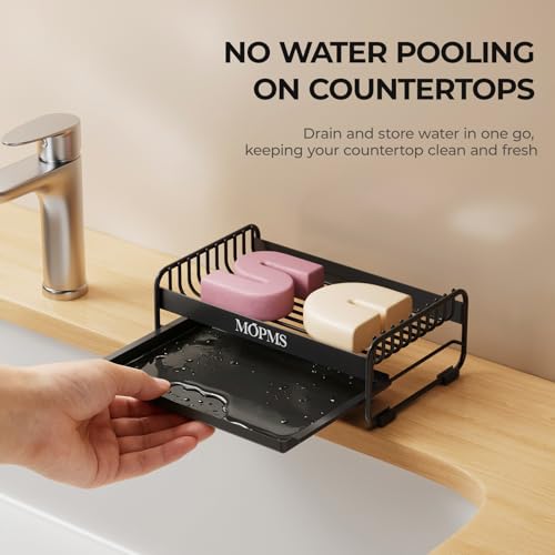 MOPMS Soap Dish with Drip Tray | Durable Carbon Steel Bar Soap Holder