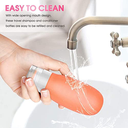 Teapile 4-Pack 3oz Leak-Proof Silicone Travel Bottles with Toiletry Bag