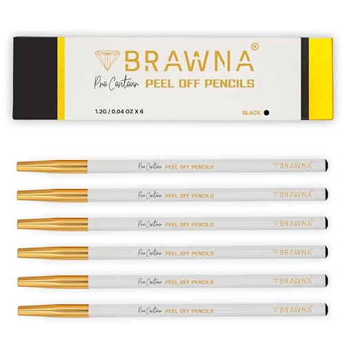 BRAWNA 6-Piece Peel-Off Eyebrow Mapping Pencil Set - Waterproof PMU Kit