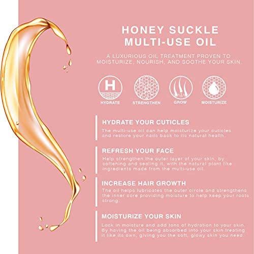 Beaute de Provence Honey Suckle Jasmine Multi-Use Face, Body & Hair Oil – Hydrates & Nourishes Skin, Nails, & Hair – 4 Fl Oz