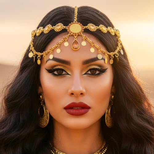 Aukmla Gold Sequin Head Chain Jewelry for Women - Costume Headband