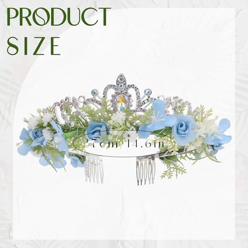 Blue Flower Crown Headband - Artificial Fairy Floral Hair Accessory for Weddings & Parties