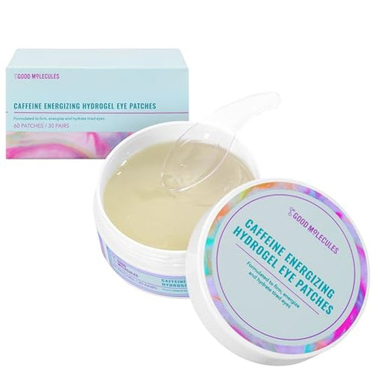 Good Molecules Caffeine Energizing Hydrogel Eye Patches - Eye Mask with Hyaluronic Acid Hydrate and Reduce Puffiness - Pack of 30, Skincare for Face