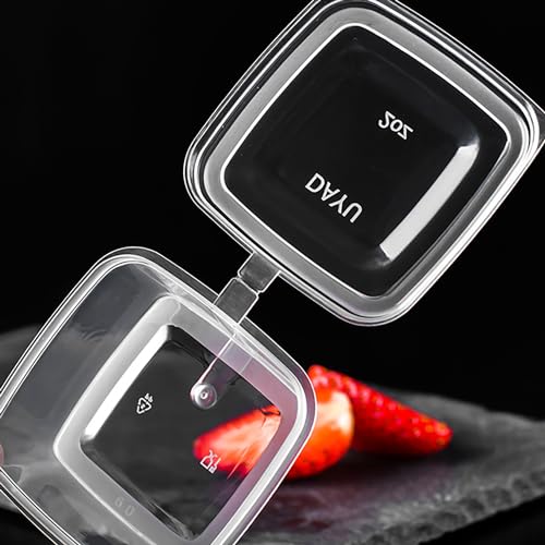 Square Disposable Sauce Cups Set - 50 Pack, 4 Sizes, Eco-Friendly