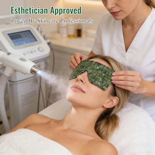 Dark Green Jade Eye Mask - Adjustable Hot & Cold Therapy Beads