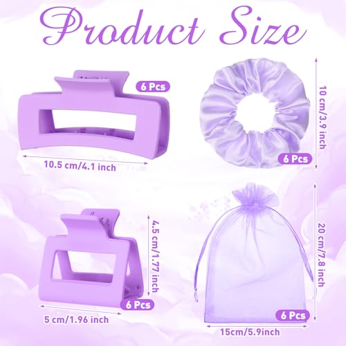Purple Hair Claw Clips & Scrunchies Set - 24 Pcs for Women
