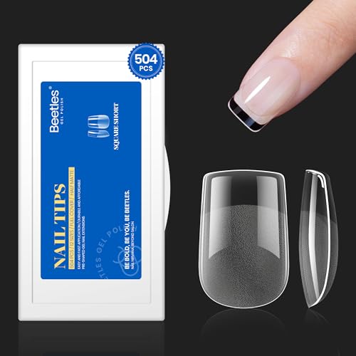 Square S 504Pcs Short Square Nail Tips - Pre Shaped Fake Nails for DIY & Salon