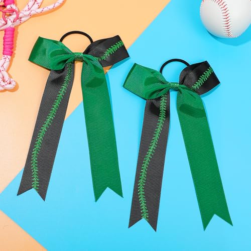 12 Pack Softball Cheer Bows with Glitter Stitching - Girls Sports Hair Accessories
