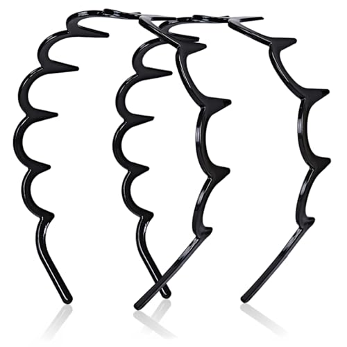Dresyu 2-Pack Glossy Black U-Shape Zigzag Hair Combs Headbands for Women Men