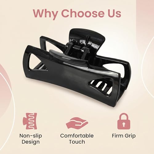 Morhom Black Hair Claw Clips for Strong Hold Non-Slip Thin & Thick Hair