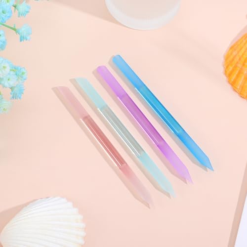 Glass Cuticle Pusher Set of 4 - Reusable Manicure Stick for Nail & Cuticle Care
