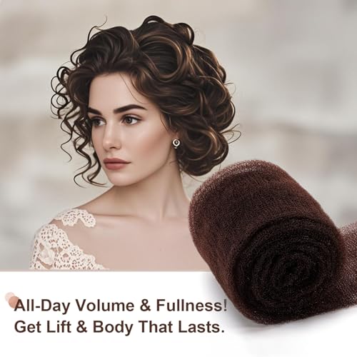 MJJHAIR Updo Hair Filler & 70-Piece Pin Kit - Volumizing Dark Brown Sponge