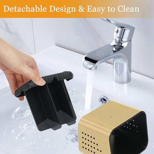 Brushed Gold Toothbrush Holder - 4 Slot Bathroom Organizer