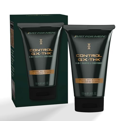 Just for Men Control GX + THK Thickening Shampoo & Conditioner for Grey Reduction, 4 oz - Hair Cleaner Conditioner