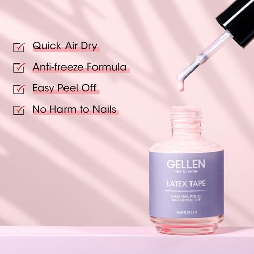Gellen Pink Liquid Latex for Nails Peel Off Nail Art Barrier with Nail Stick – Nail Prep & Protection