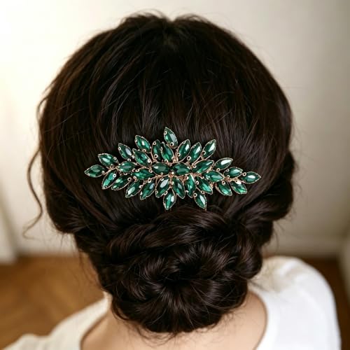 Multicolor Peacock Blue Crystal Hair Comb for Bride Women Girls Wedding Accessory