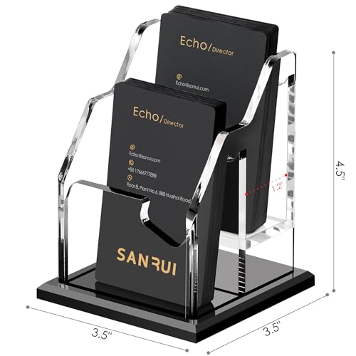 SANRUI Black Acrylic Business Card Holder - 2 Slot, 120 Card Capacity