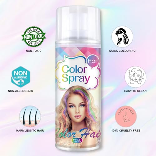 Temporary Black Hair Color Spray for Women & Kids - Washable Dye