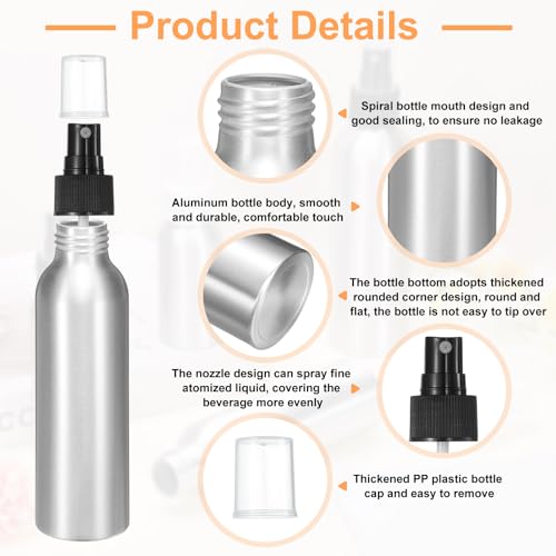 HARFINGTON 120ml Black Aluminum Fine Mist Spray Bottle - Refillable Travel Container for Perfume & Skincare