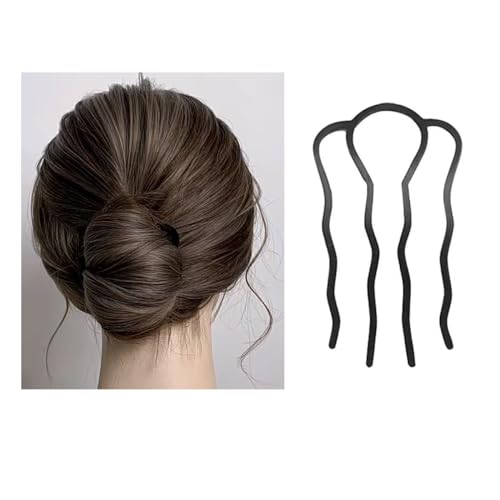 6-Piece Metal Hair Fork Clips for Updos and Buns - Black